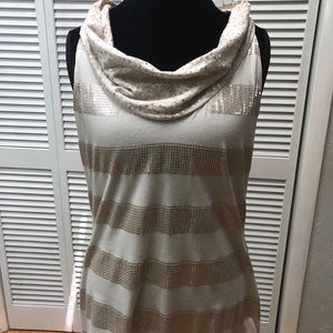 White House Black Market cowl neck sequin tank top